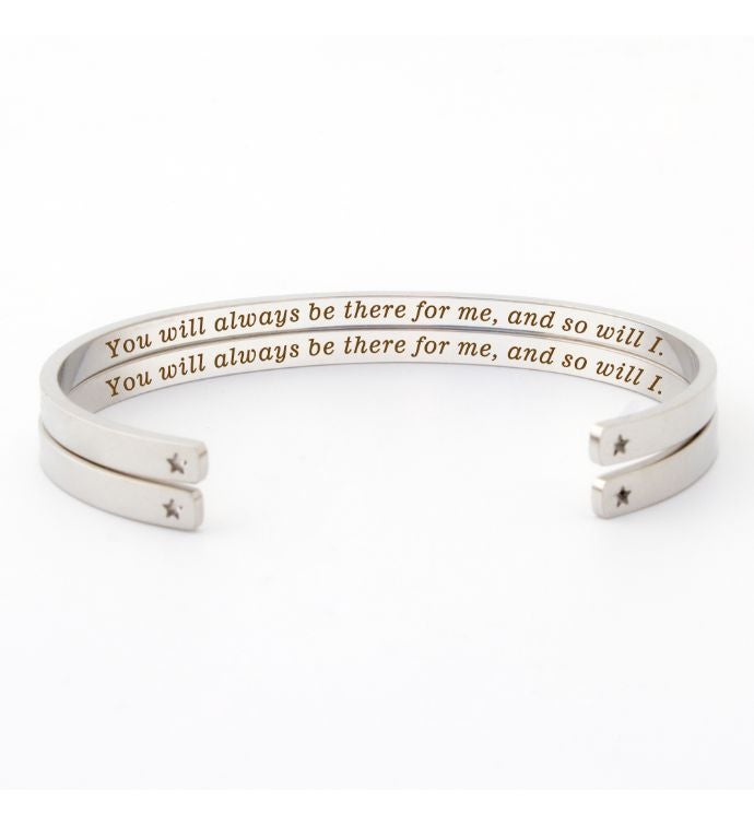 "you Will Always Be There For Me…"  Silver Matching Adjustable Bracelets